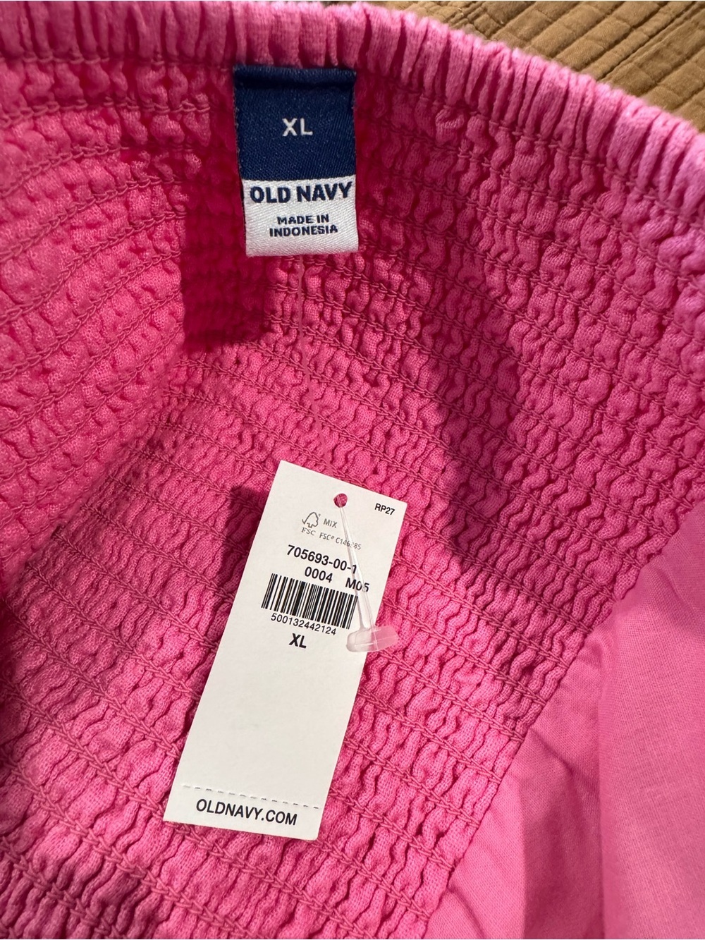 Old Navy Hot Pink Button-Front Puff Sleeve Mini Dress - Picture 3 of 4